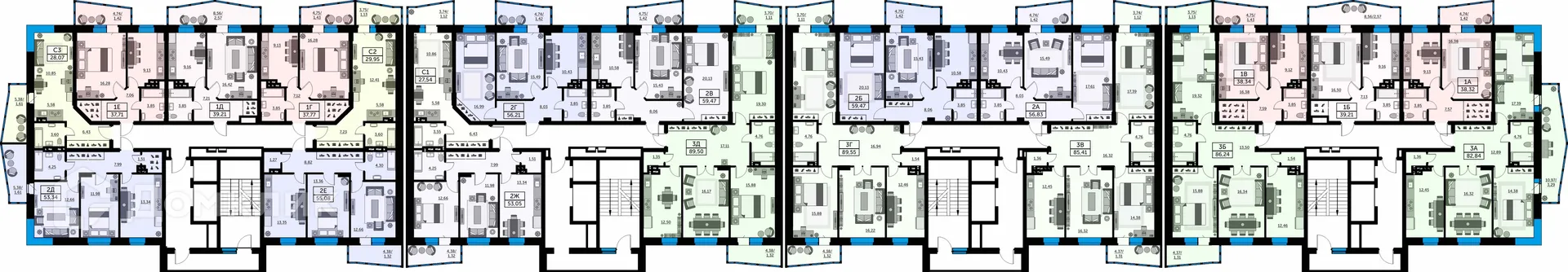 Планировка студии квартиры 31.3 м² в ЖК Сердце Ростова 2, г. Ростов-на-Дону — фото 2