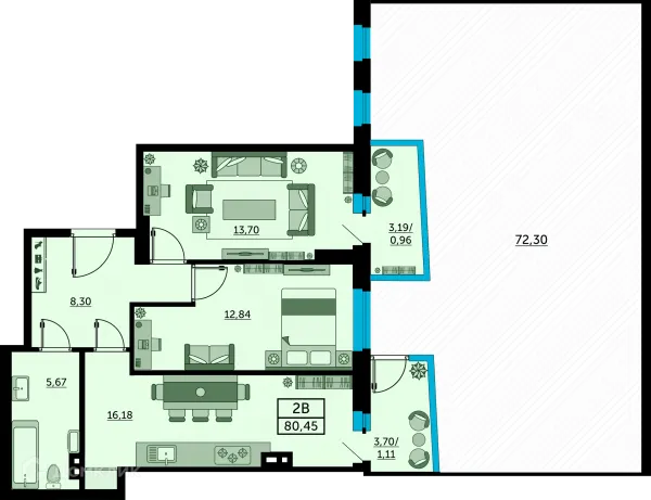 Квартира в ЖК Сердце Ростова 2