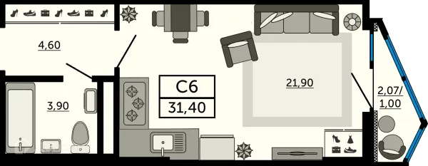 Квартира в ЖК"Акватория"