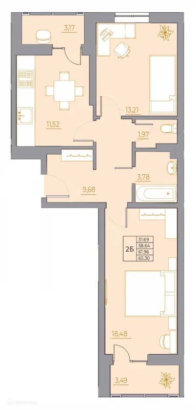 Квартира в ЖК Новый Горизонт