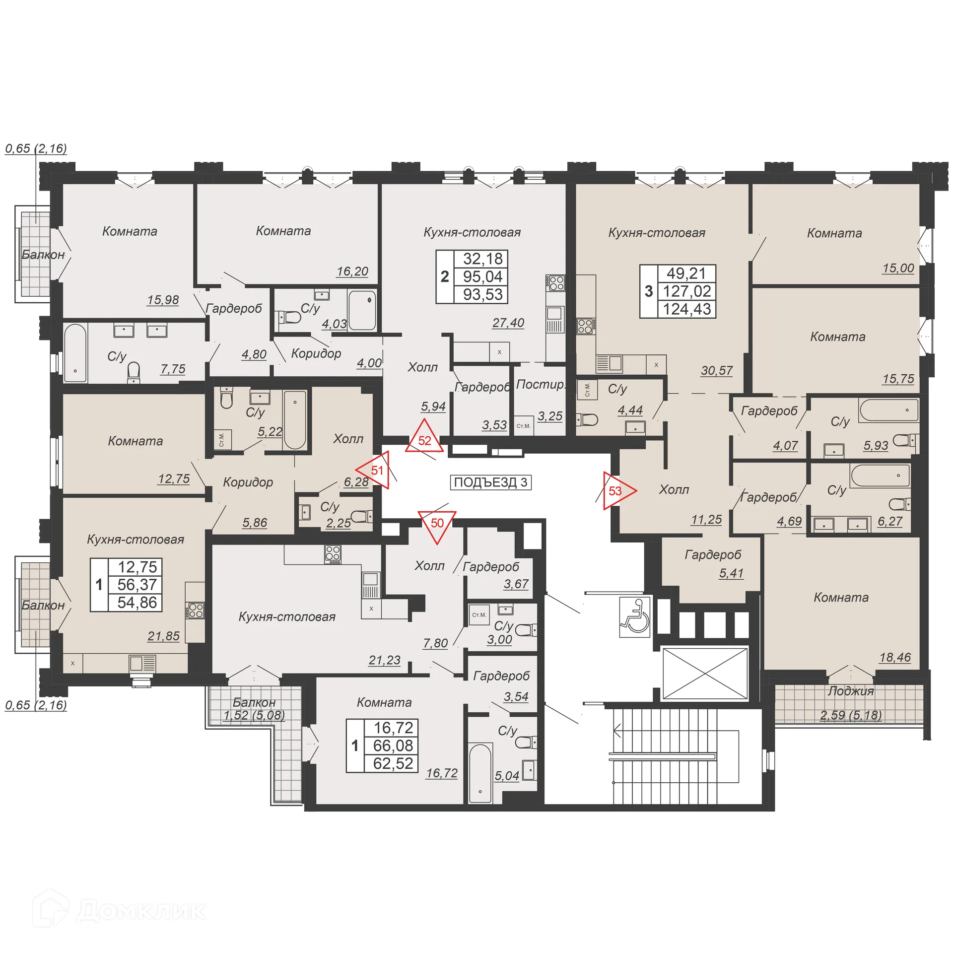 Планировка 2-комнатной квартиры 93.53 м² в ЖК ДОМ-РЕЗИДЕНЦИЯ СОБРАНИЕ, г. Ростов-на-Дону — фото 5