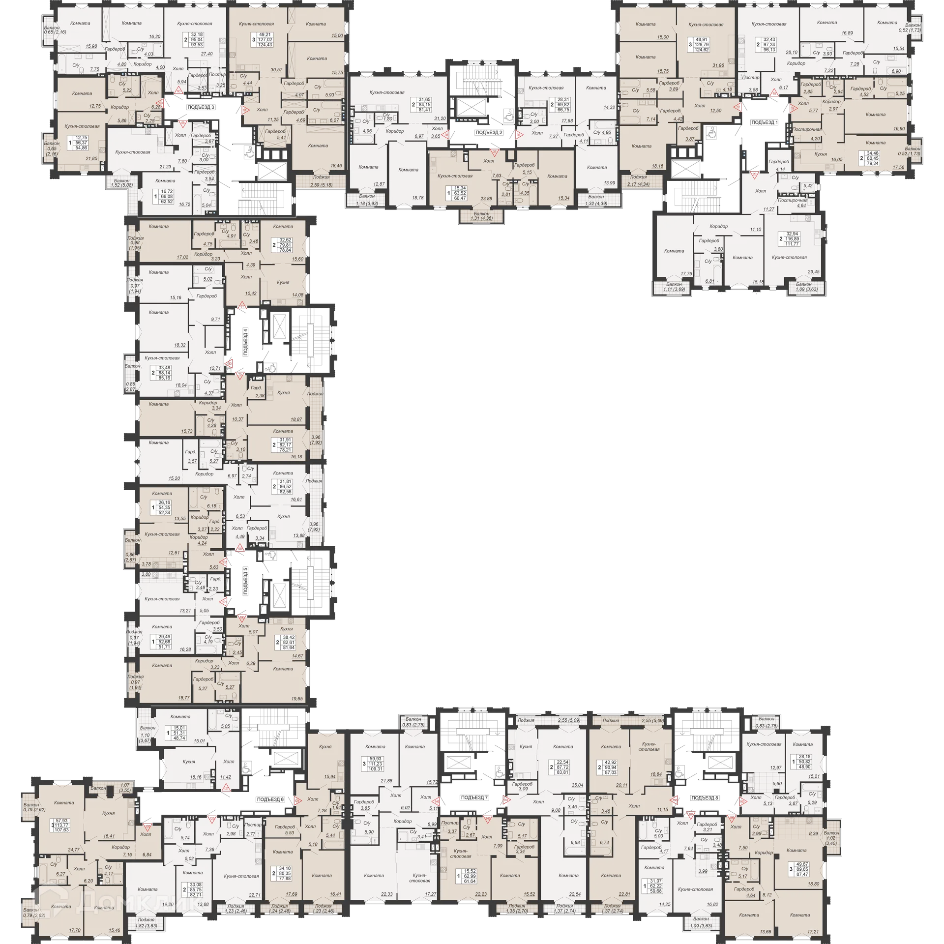 Планировка 3-комнатной квартиры 107.63 м² в ЖК ДОМ-РЕЗИДЕНЦИЯ СОБРАНИЕ, г. Ростов-на-Дону — фото 4