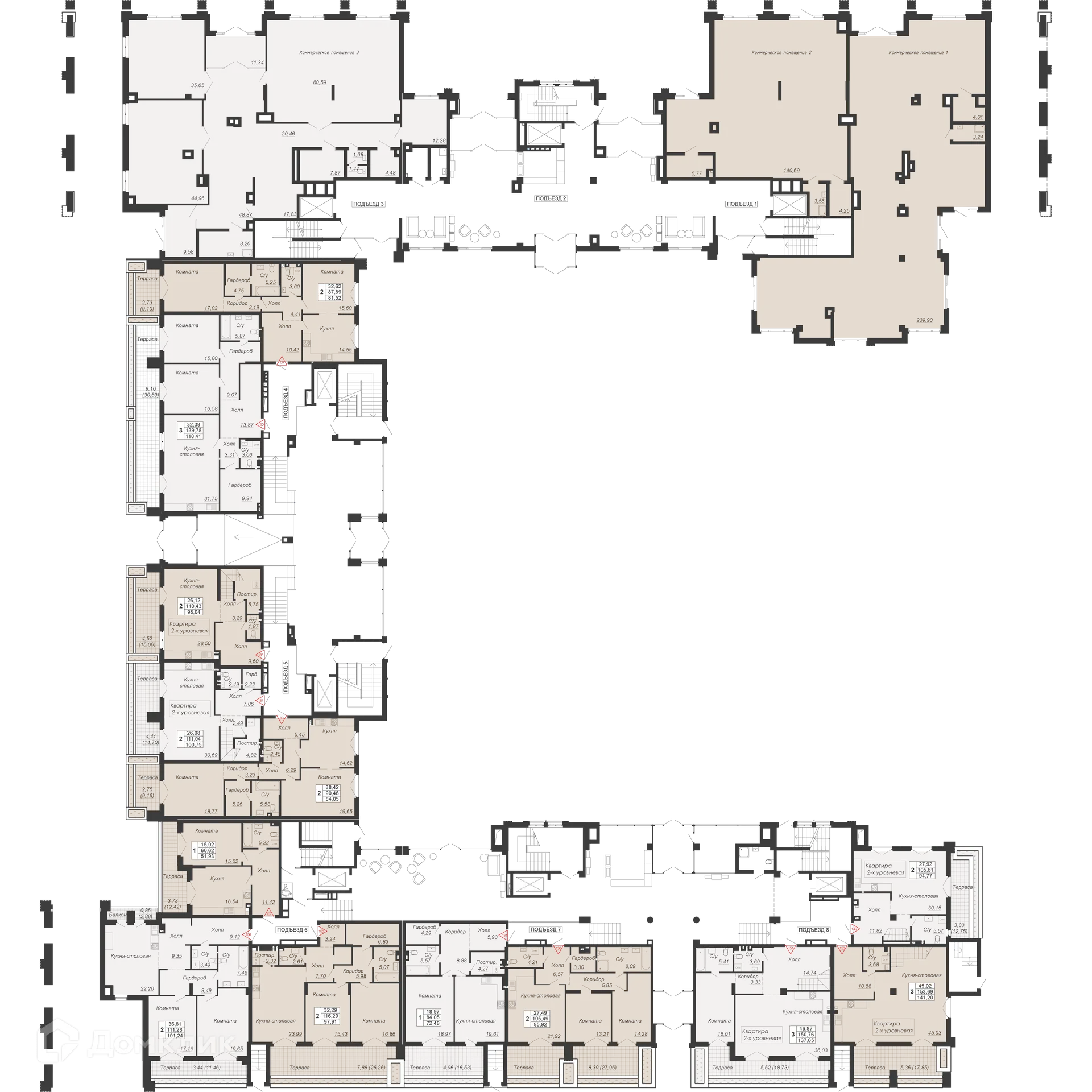 Планировка 3-комнатной квартиры 118.41 м² в ЖК ДОМ-РЕЗИДЕНЦИЯ СОБРАНИЕ, г. Ростов-на-Дону — фото 4