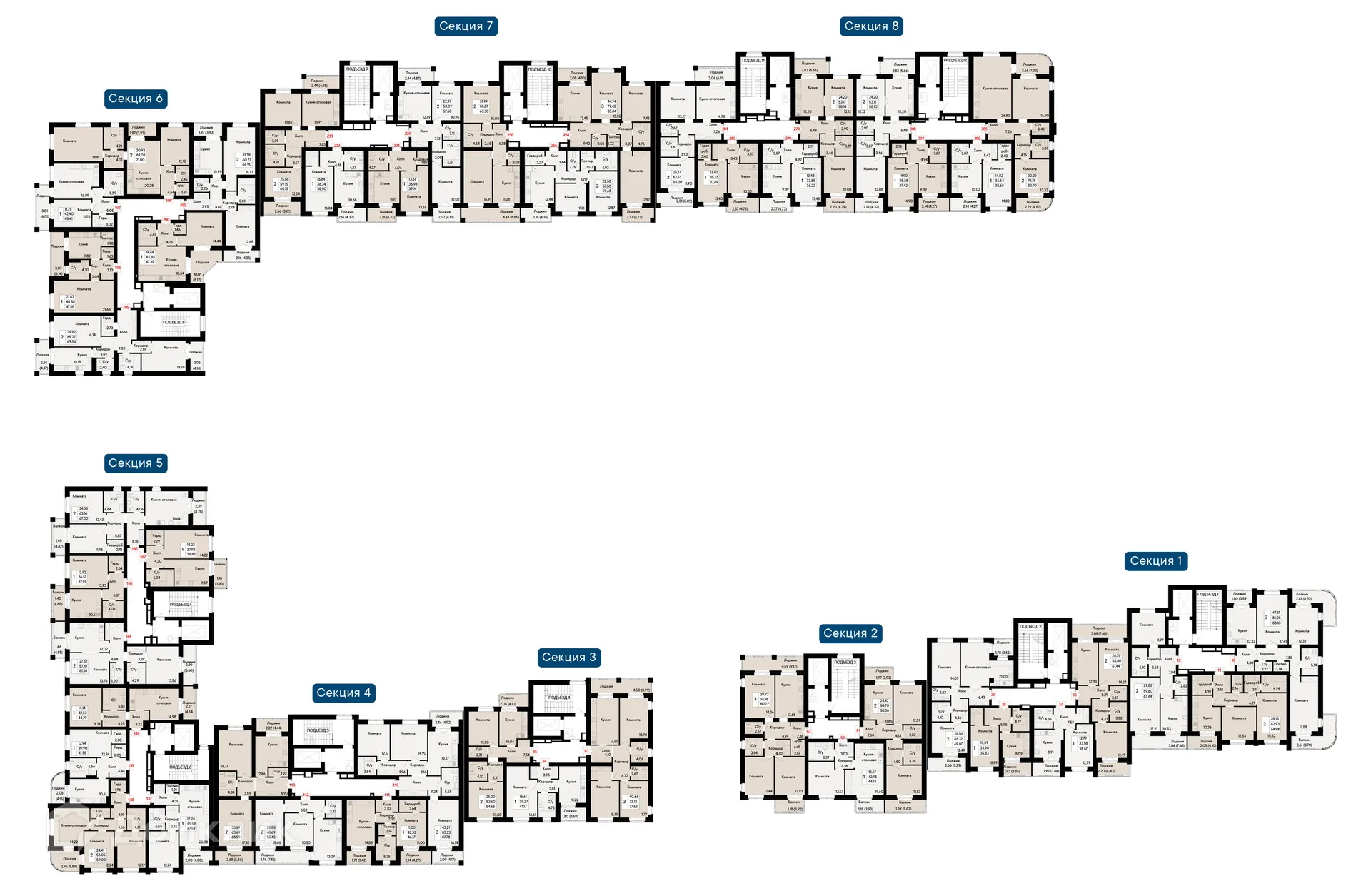 Планировка 2-комнатной квартиры 61.36 м² в ЖК Курортный квартал Ривьера, г. Ростов-на-Дону — фото 2