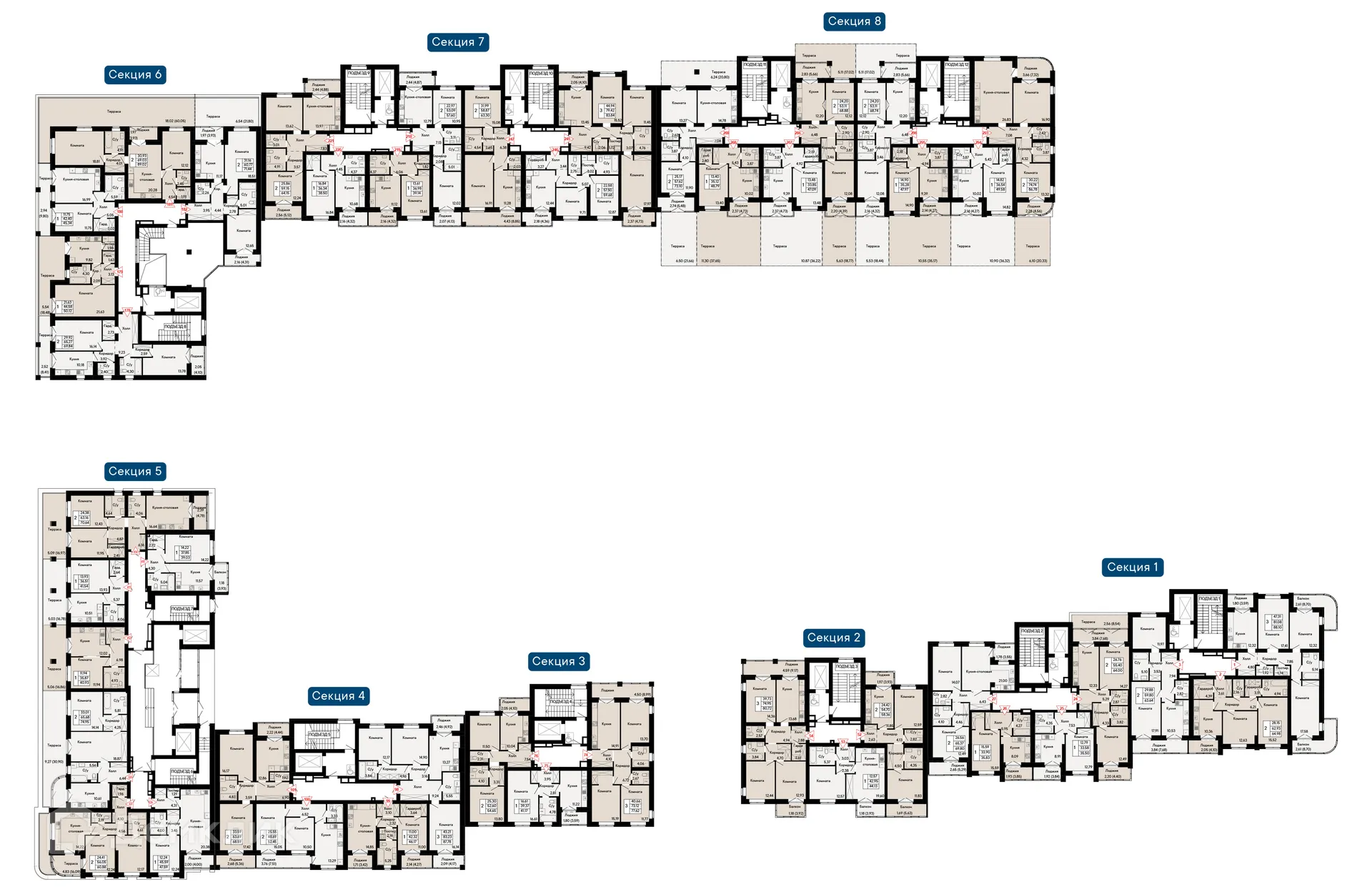Планировка 2-комнатной квартиры 59.68 м² в ЖК Курортный квартал Ривьера, г. Ростов-на-Дону — фото 4