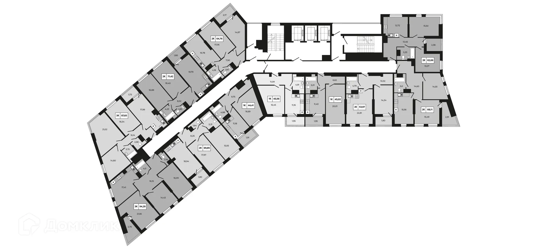 Планировка 2-комнатной квартиры 71.42 м² в ЖК Манхэттен 2.0, г. Ростов-на-Дону — фото 2