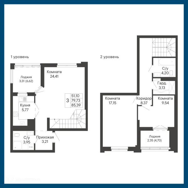 Планировка 3 комн. в ЖК Курортный квартал Ривьера