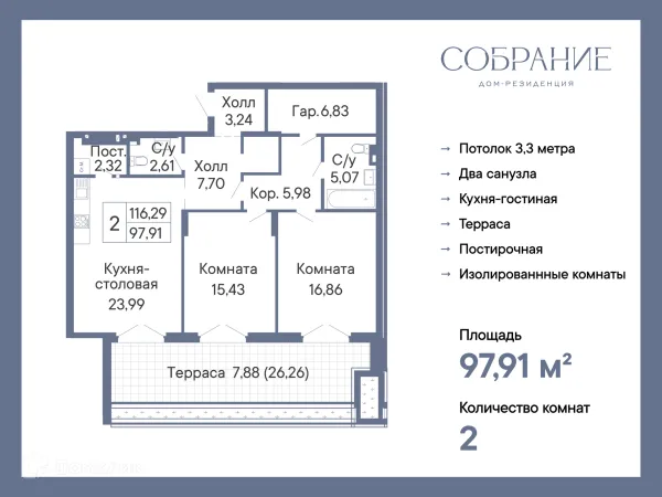 Квартира в ЖК ДОМ-РЕЗИДЕНЦИЯ СОБРАНИЕ