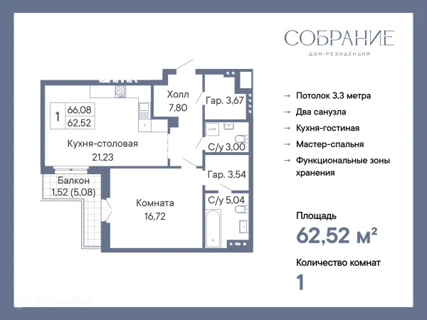 Квартира в ЖК ДОМ-РЕЗИДЕНЦИЯ СОБРАНИЕ