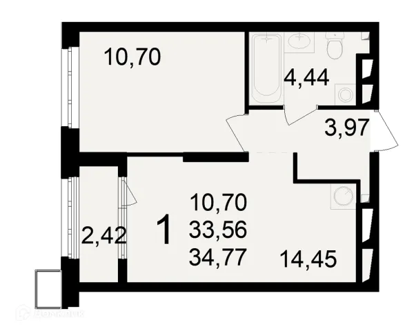 Планировка 1 комн. в ЖК Макроквартал "Свобода"