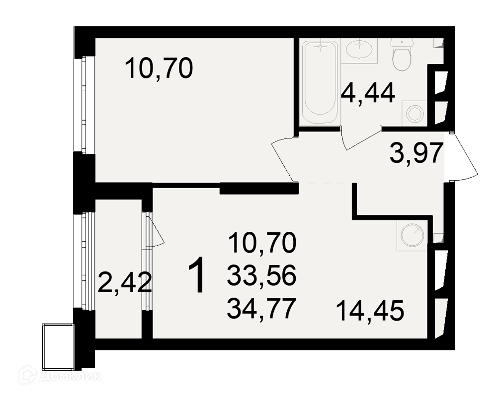 Планировка 1 комн. в ЖК Макроквартал "Свобода"