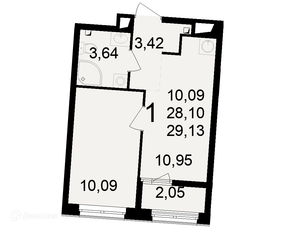 Планировка 1 комн. в ЖК Макроквартал "Свобода"