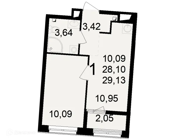Планировка 1 комн. в ЖК Макроквартал "Свобода"
