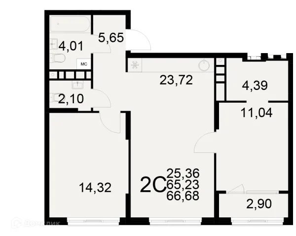 Планировка 2 комн. в ЖК Радости жизни