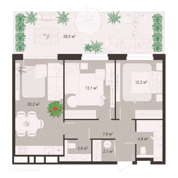Планировка 2 комн. в ЖК Окская стрелка