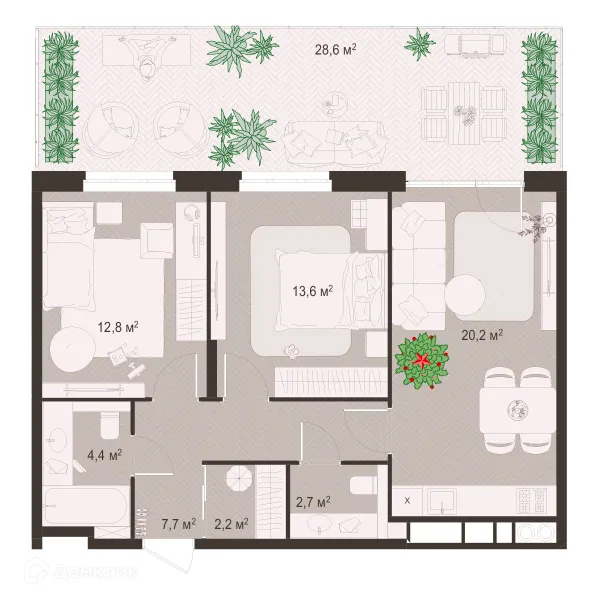 Планировка 2 комн. в ЖК Окская стрелка