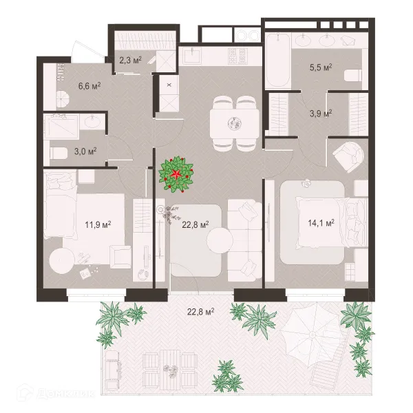 Планировка 2 комн. в ЖК Окская стрелка
