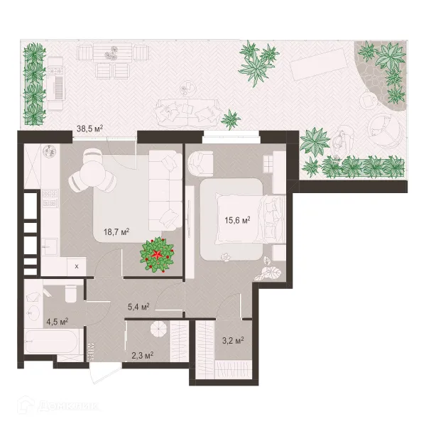 Планировка 1 комн. в ЖК Окская стрелка