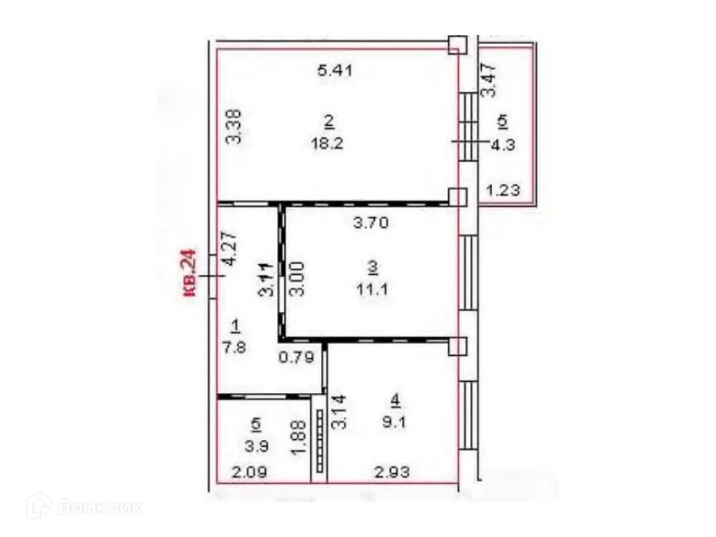 Планировка 2-комнатной квартиры 50.1 м² в ЖК "Ахтарский", г. Ростов-на-Дону — фото 1
