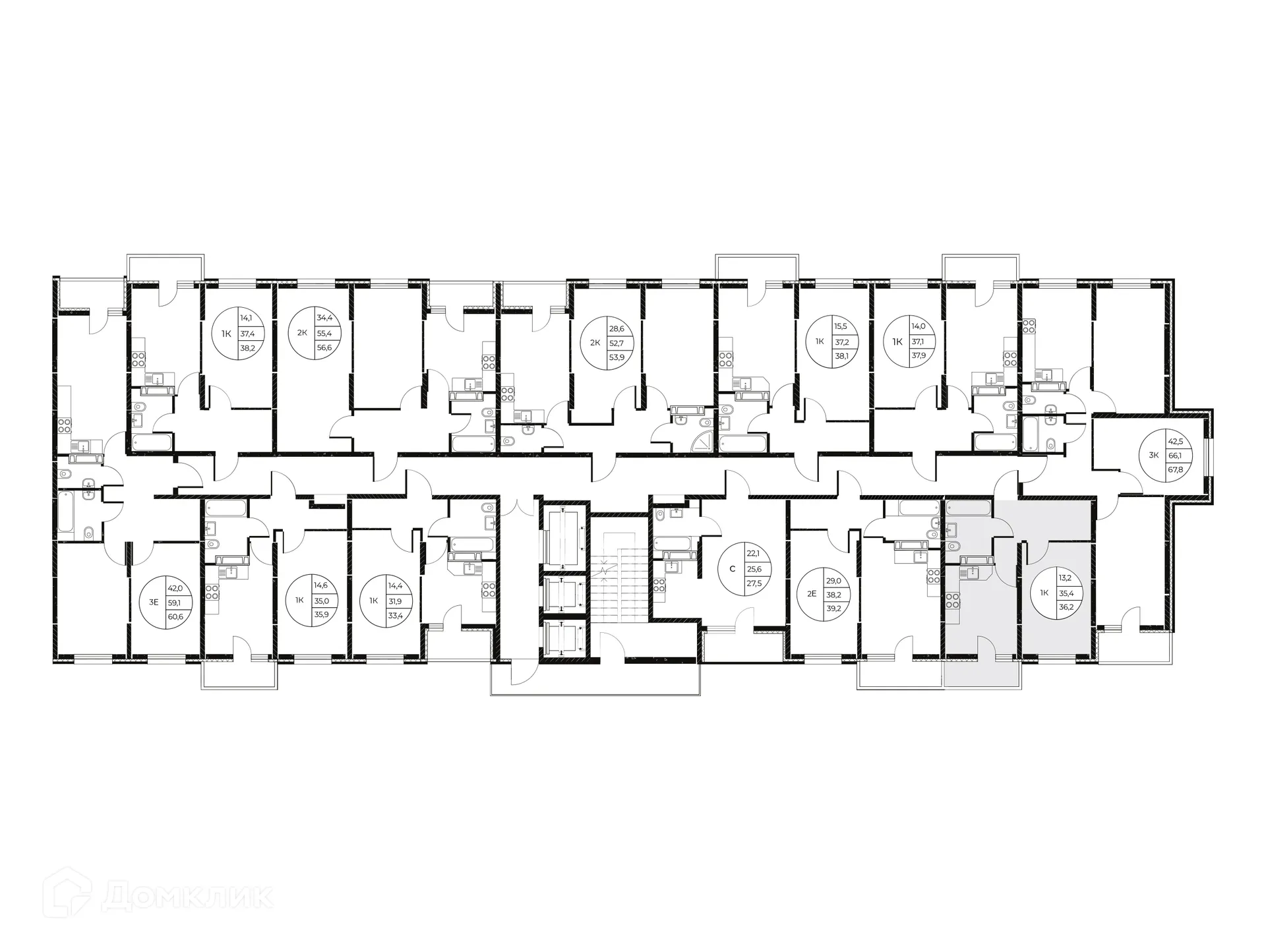 Планировка 1-комнатной квартиры 36.2 м² в ЖК Панорама на Театральном, г. Ростов-на-Дону — фото 3