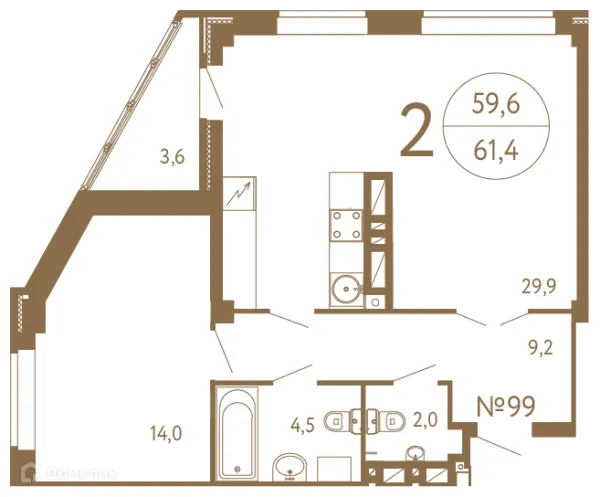 2 комн. в ЖК Дом на 16-й Линии 46