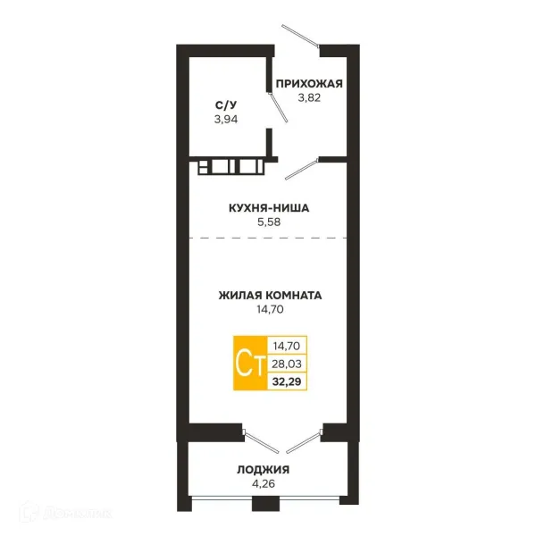 Планировка Студия в ЖК Ривер Парк