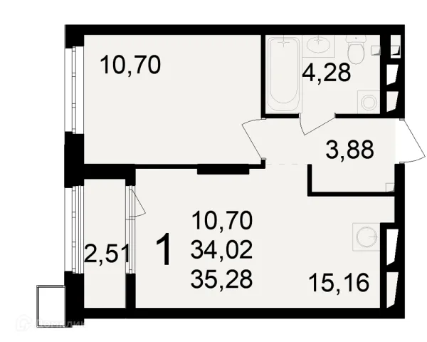 Планировка 1 комн. в ЖК Макроквартал "Свобода"