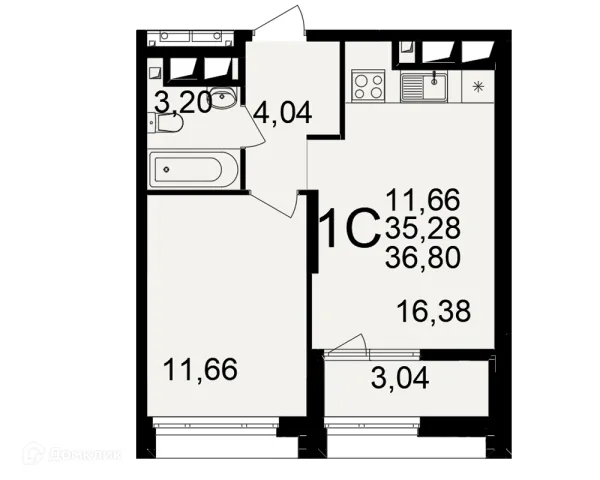Планировка 1 комн. в ЖК Большая история