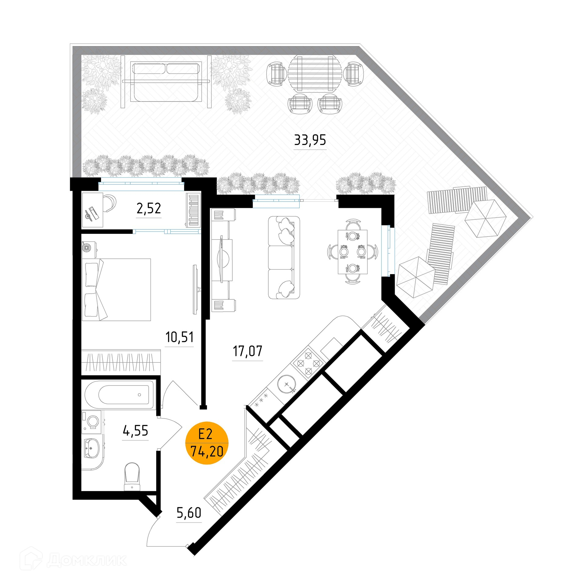Планировка 1 комн. в ЖК Смарт Квартал ЦЕНТРАЛЬНЫЙ
