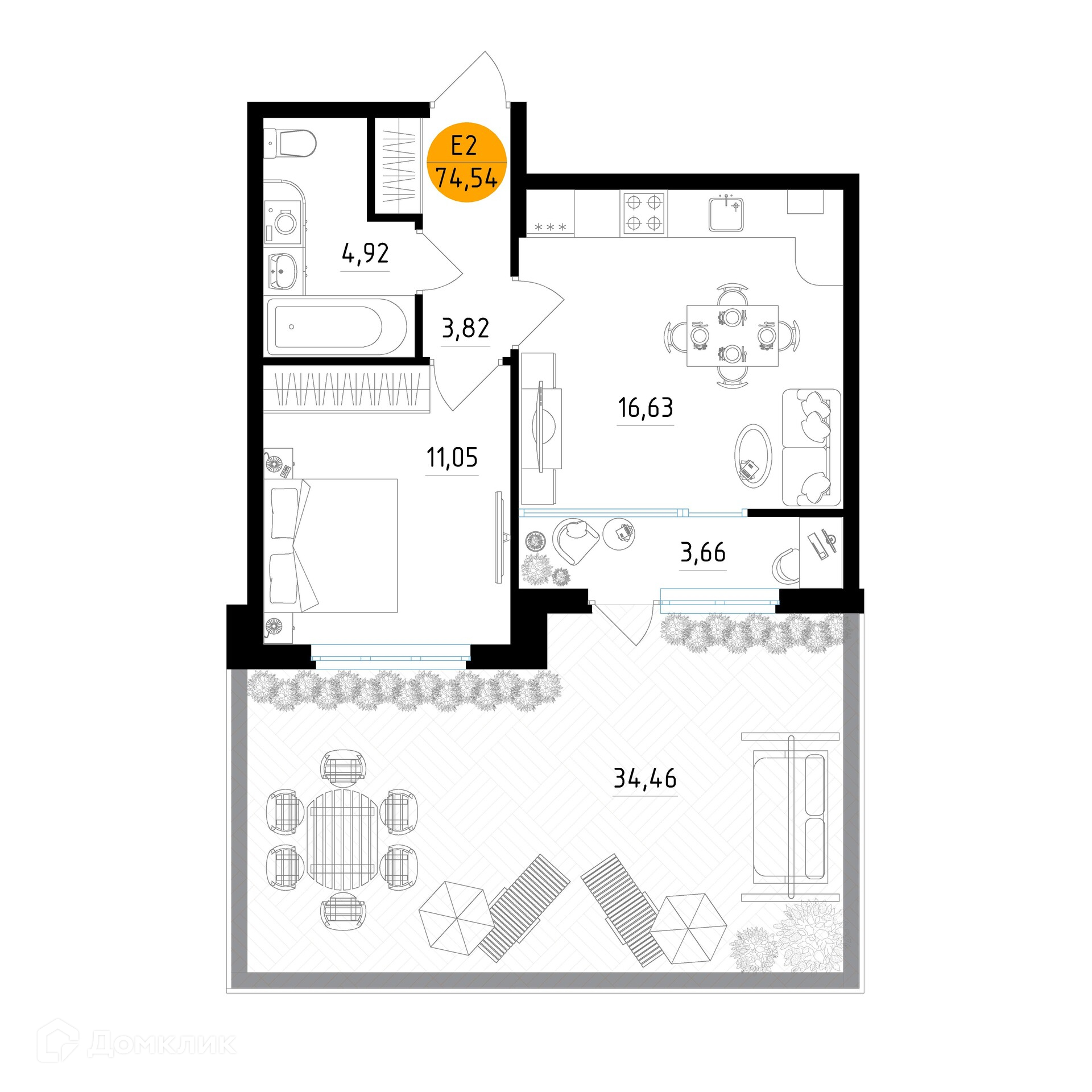 Планировка 1 комн. в ЖК Смарт Квартал ЦЕНТРАЛЬНЫЙ