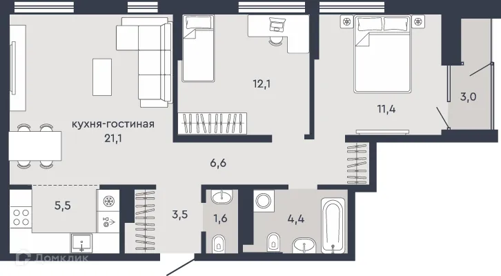 Фото квартиры в ЖК Жилой дом "7Я"