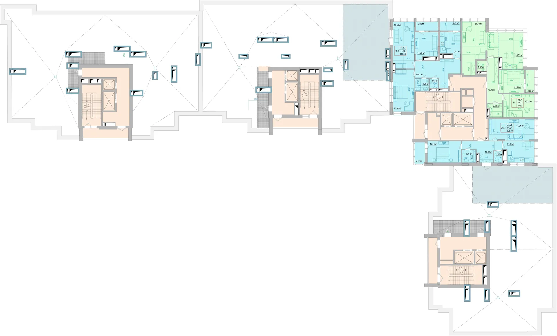 Планировка 3-комнатной квартиры 90.4 м² в ЖК "Привилегия", г. Белгород — фото 2