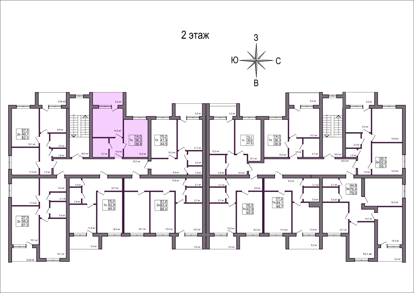 Планировка 1-комнатной квартиры 38.8 м² в Дубрава (40 га), г. Белгород — фото 2