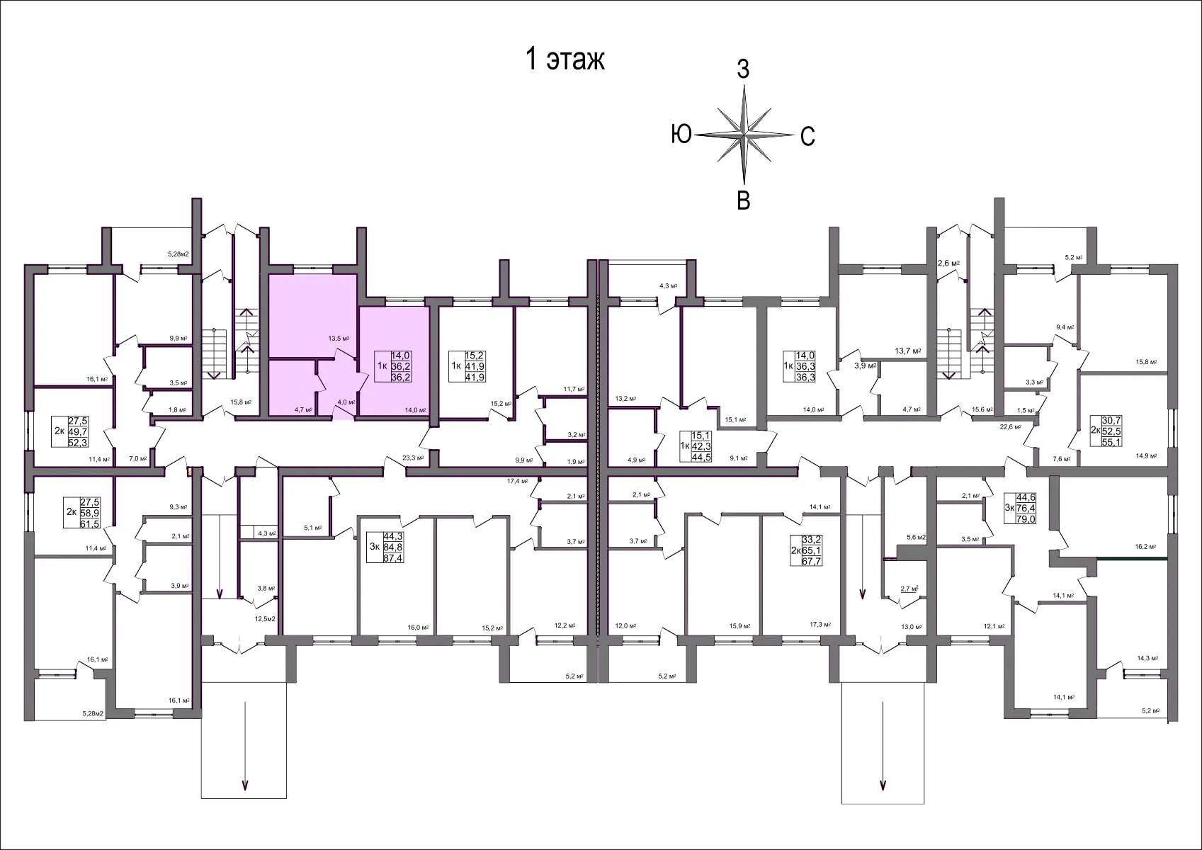 Планировка 1-комнатной квартиры 36.2 м² в Дубрава (40 га), г. Белгород — фото 2
