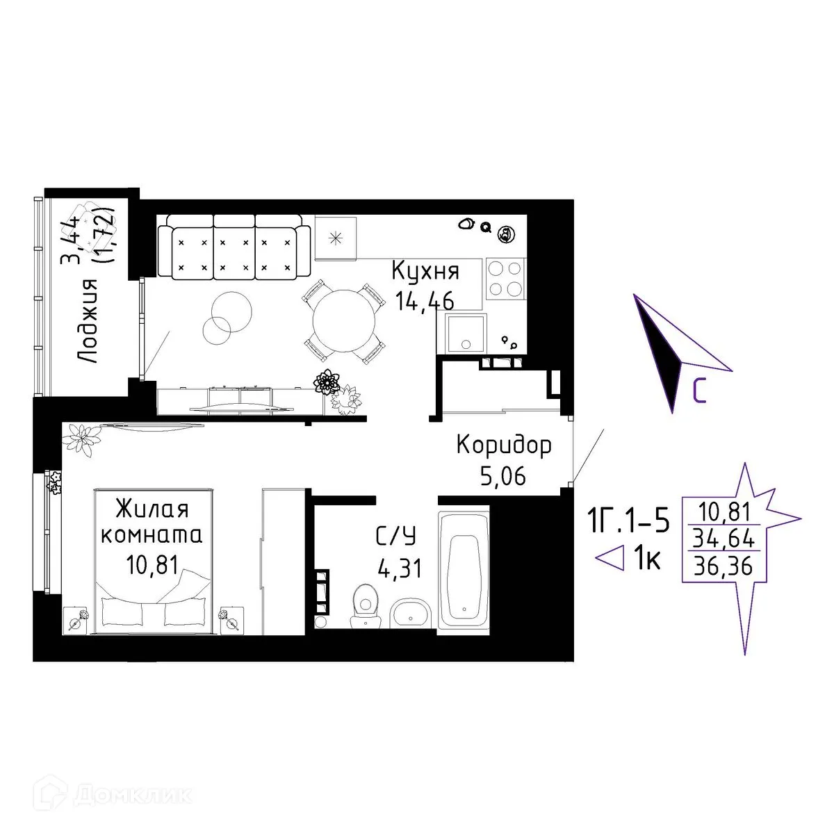 Фото квартиры в ЖК "Огни Исети"