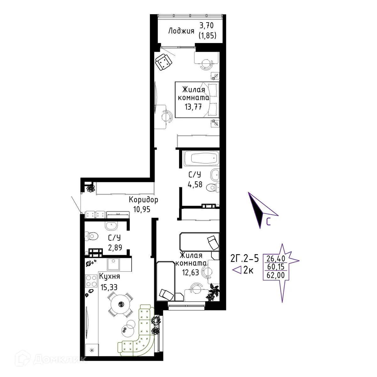 Фото квартиры в ЖК "Огни Исети"