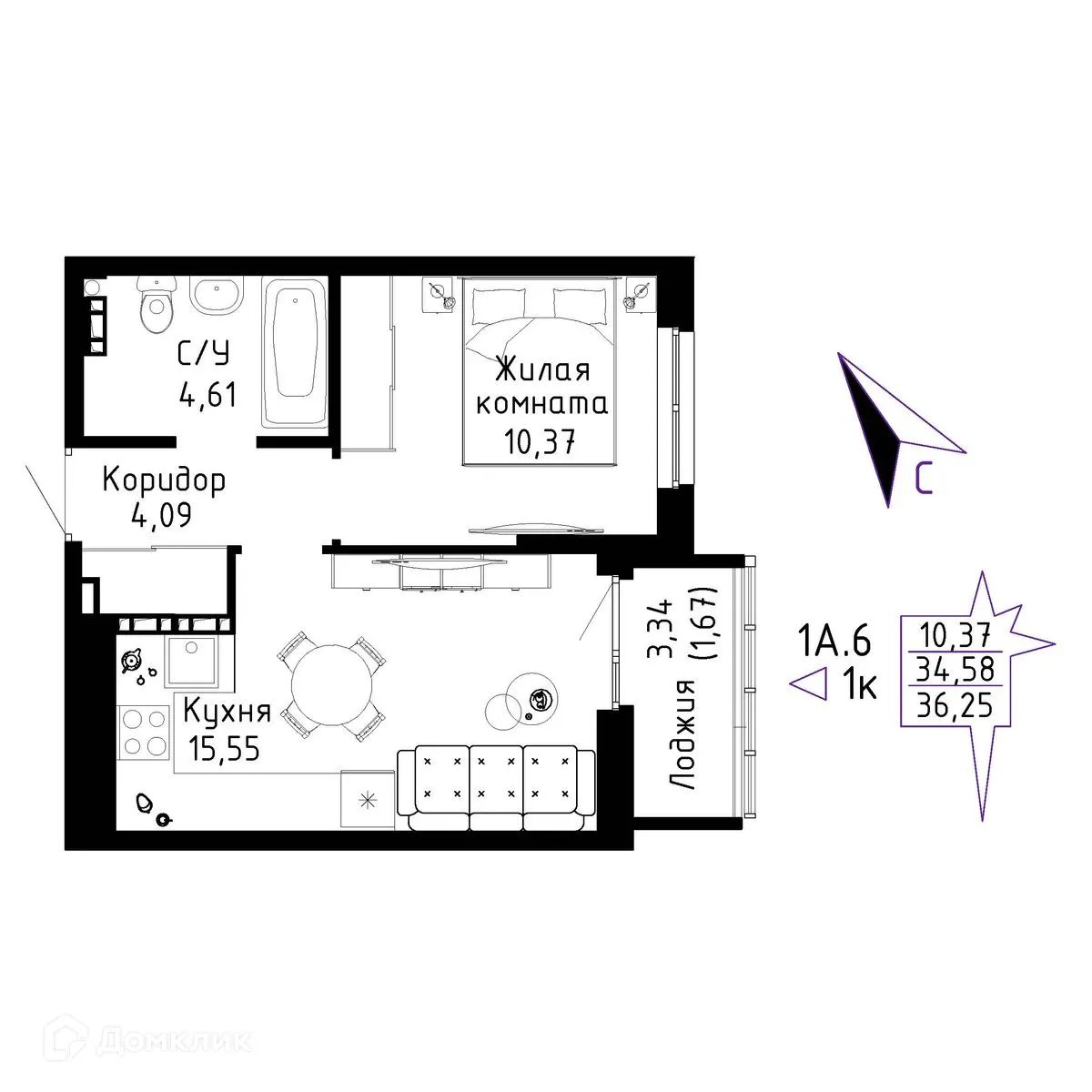 Фото квартиры в ЖК "Огни Исети"