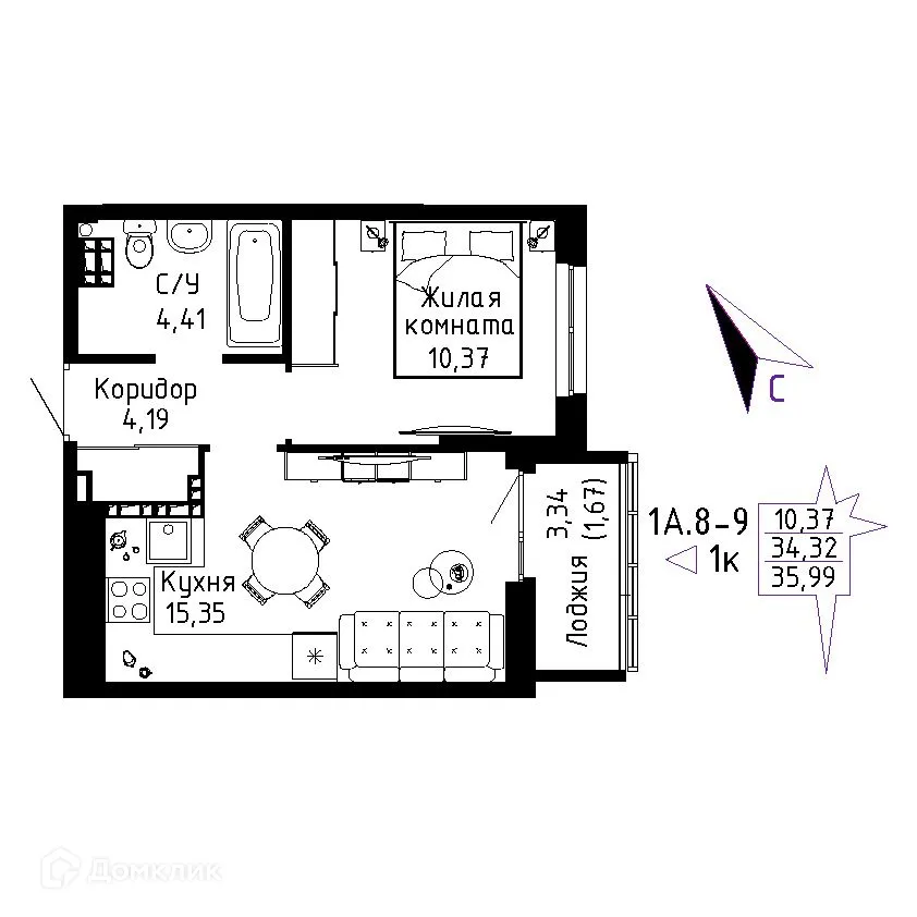 Фото квартиры в ЖК "Огни Исети"