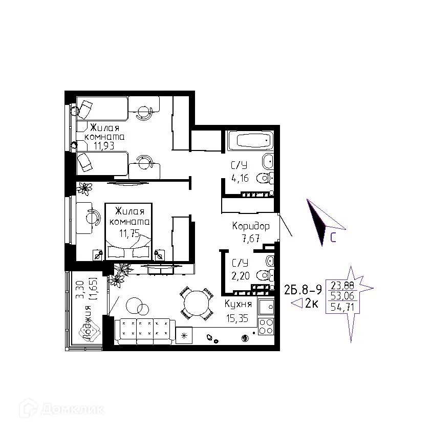 Фото квартиры в ЖК "Огни Исети"