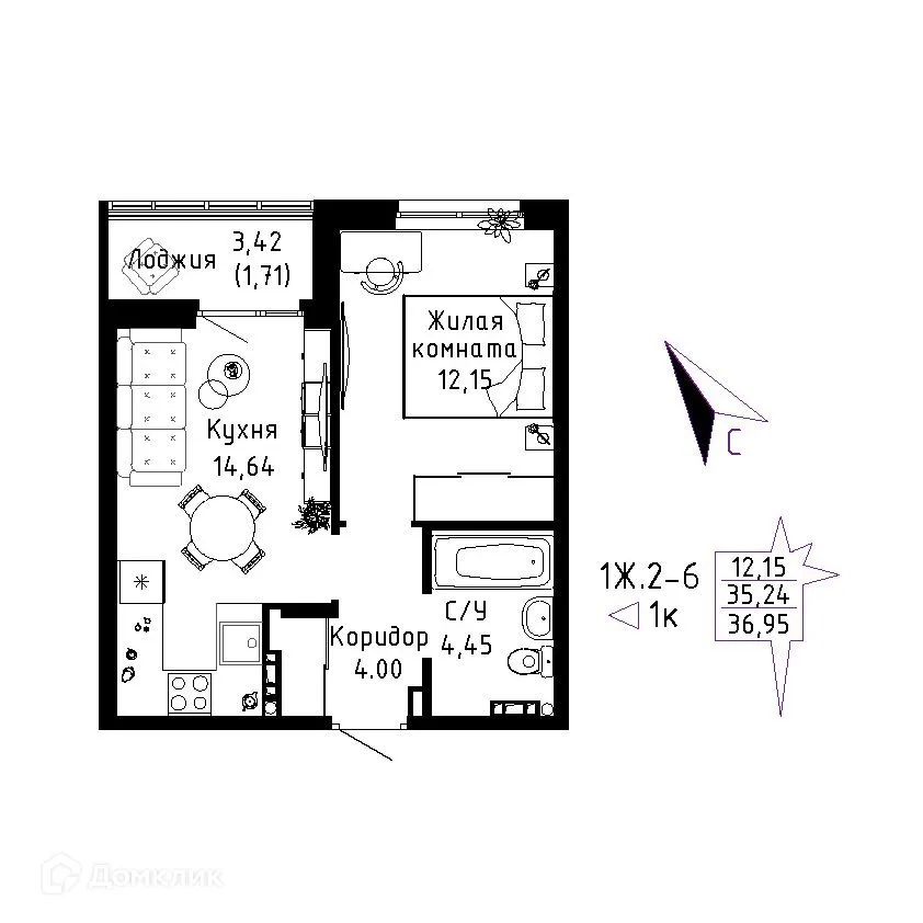 Фото квартиры в ЖК "Огни Исети"