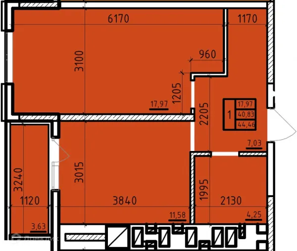 Планировка 1 комн. в ЖК Чеховский