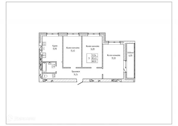 Планировка 3 комн. в ЖК Северная звезда