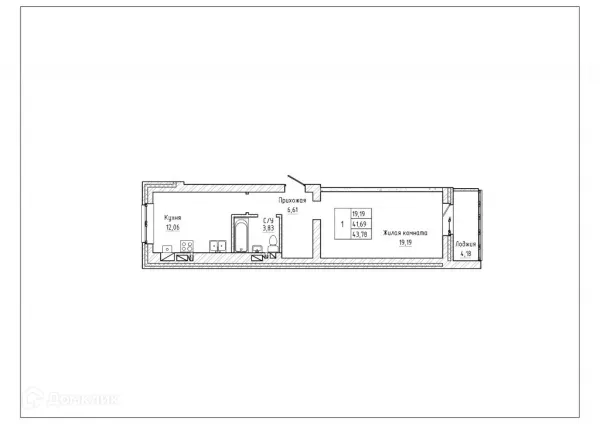 Планировка 1 комн. в ЖК Северная звезда
