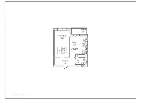 Планировка 1 комн. в ЖК Северная звезда
