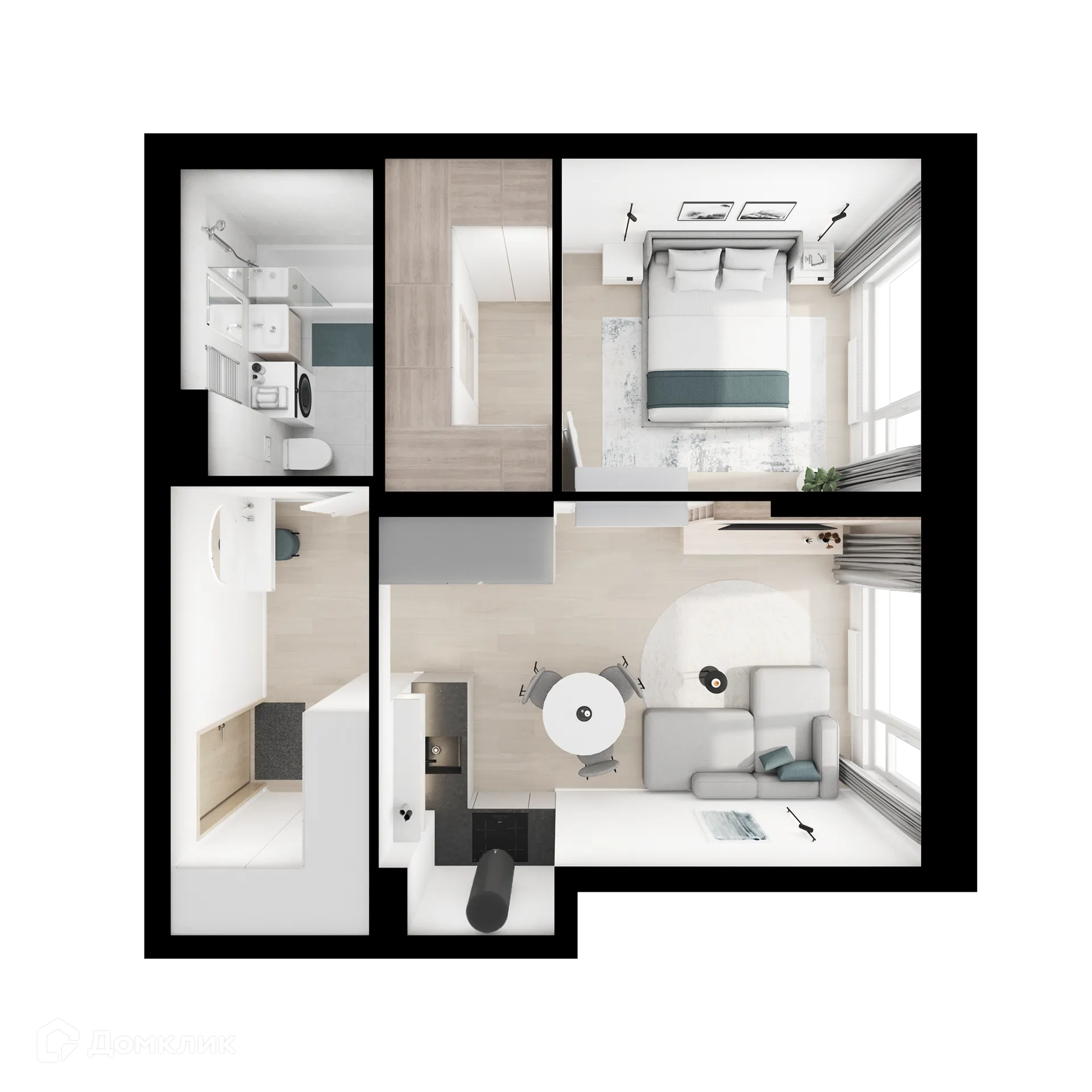 Планировка 1-комнатной квартиры 42.1 м² в «Алтуфьевское 53», г. Москва — фото 2