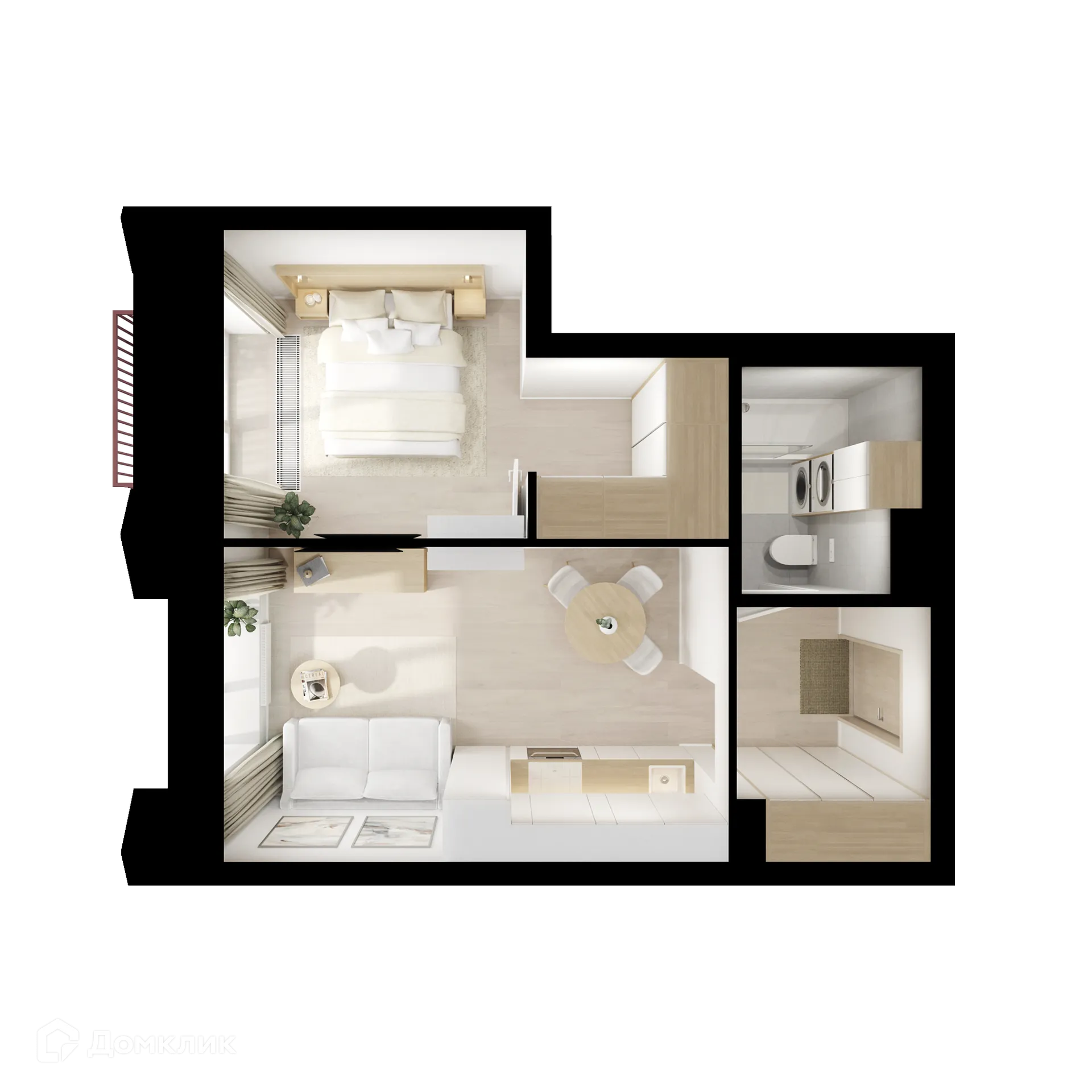 Планировка 1-комнатной квартиры 35.3 м² в ЖК Матвеевский парк, г. Москва — фото 2