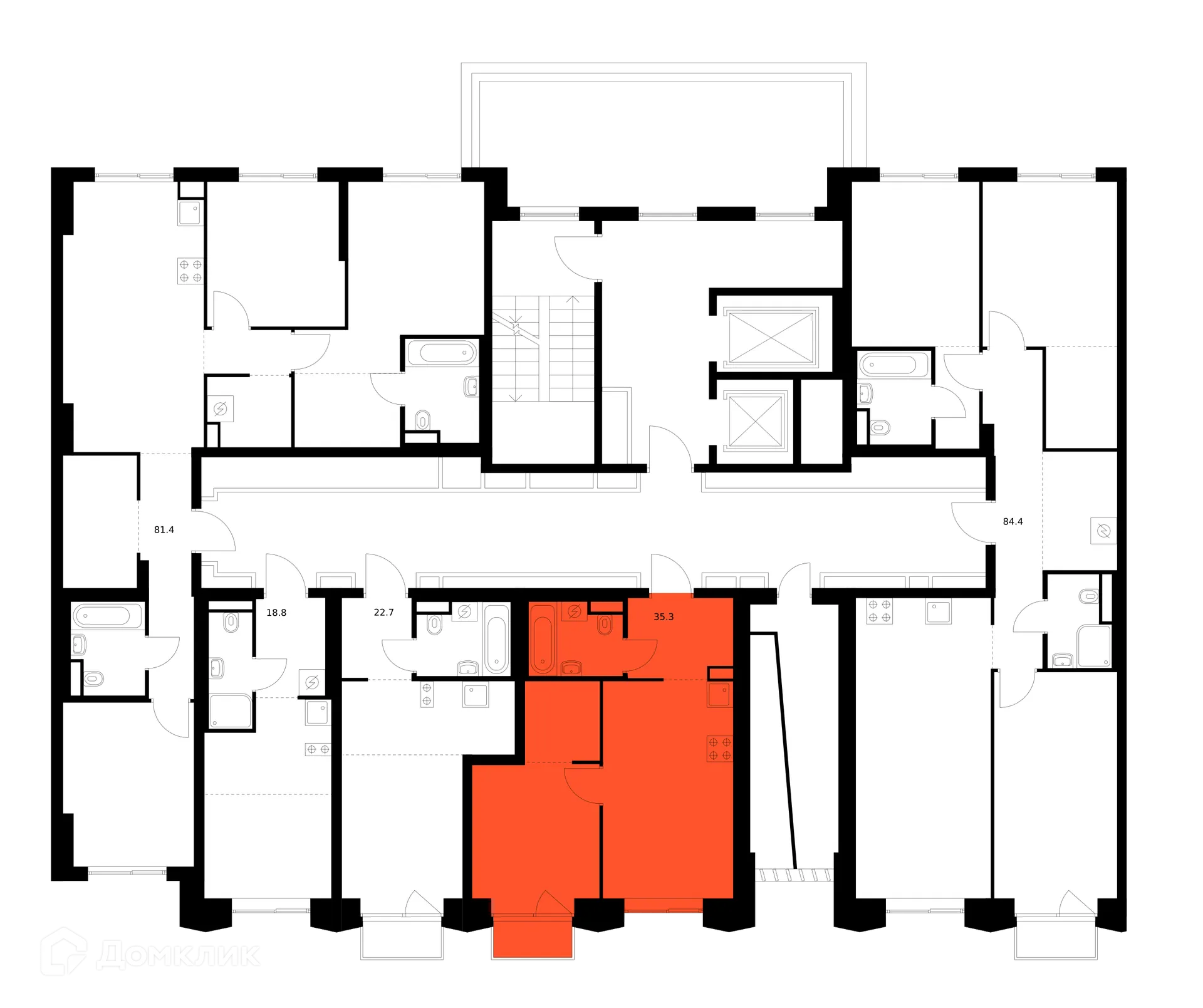 Планировка 1-комнатной квартиры 35.3 м² в ЖК Матвеевский парк, г. Москва — фото 3