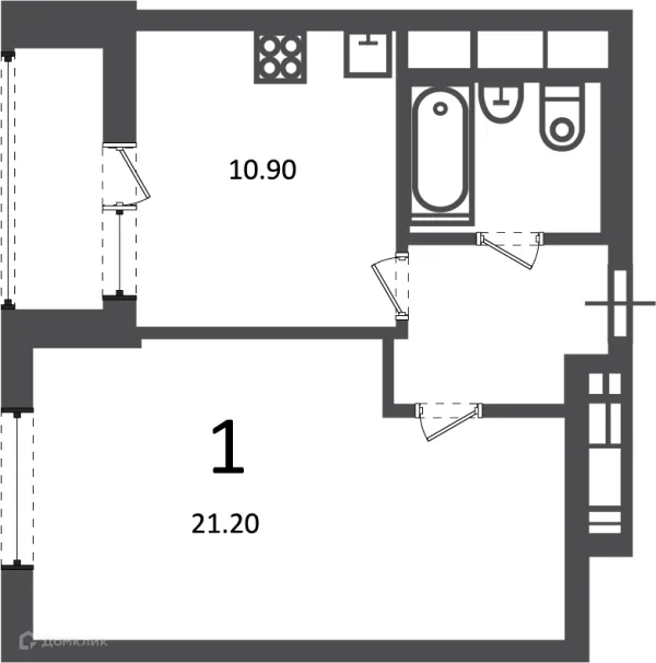 Планировка 1 комн. в Кусковская ул., д. 12/1 (Московские кварталы)