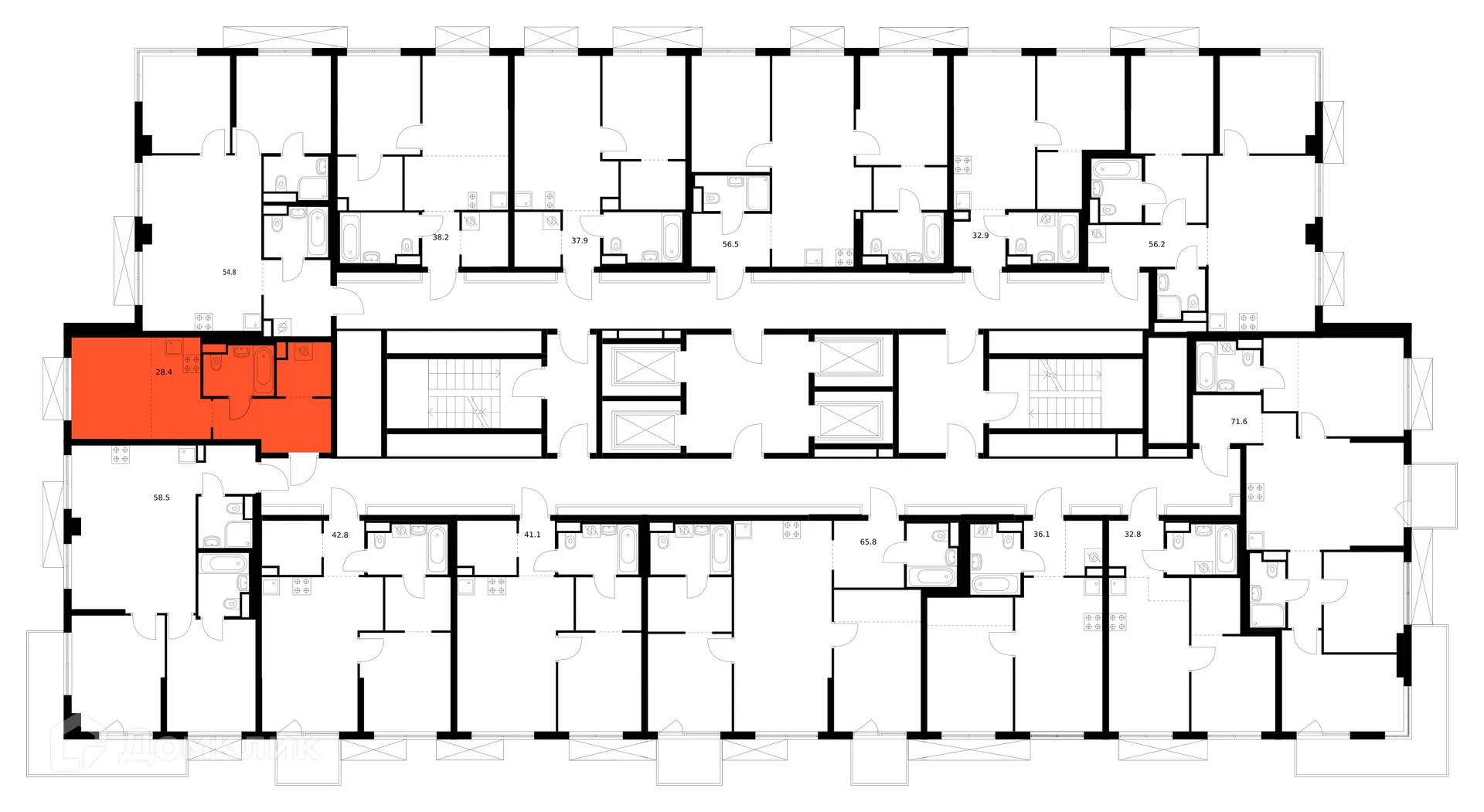 Планировка студии квартиры 28.4 м² в ЖК Кавказский бульвар 51, г. Москва — фото 2