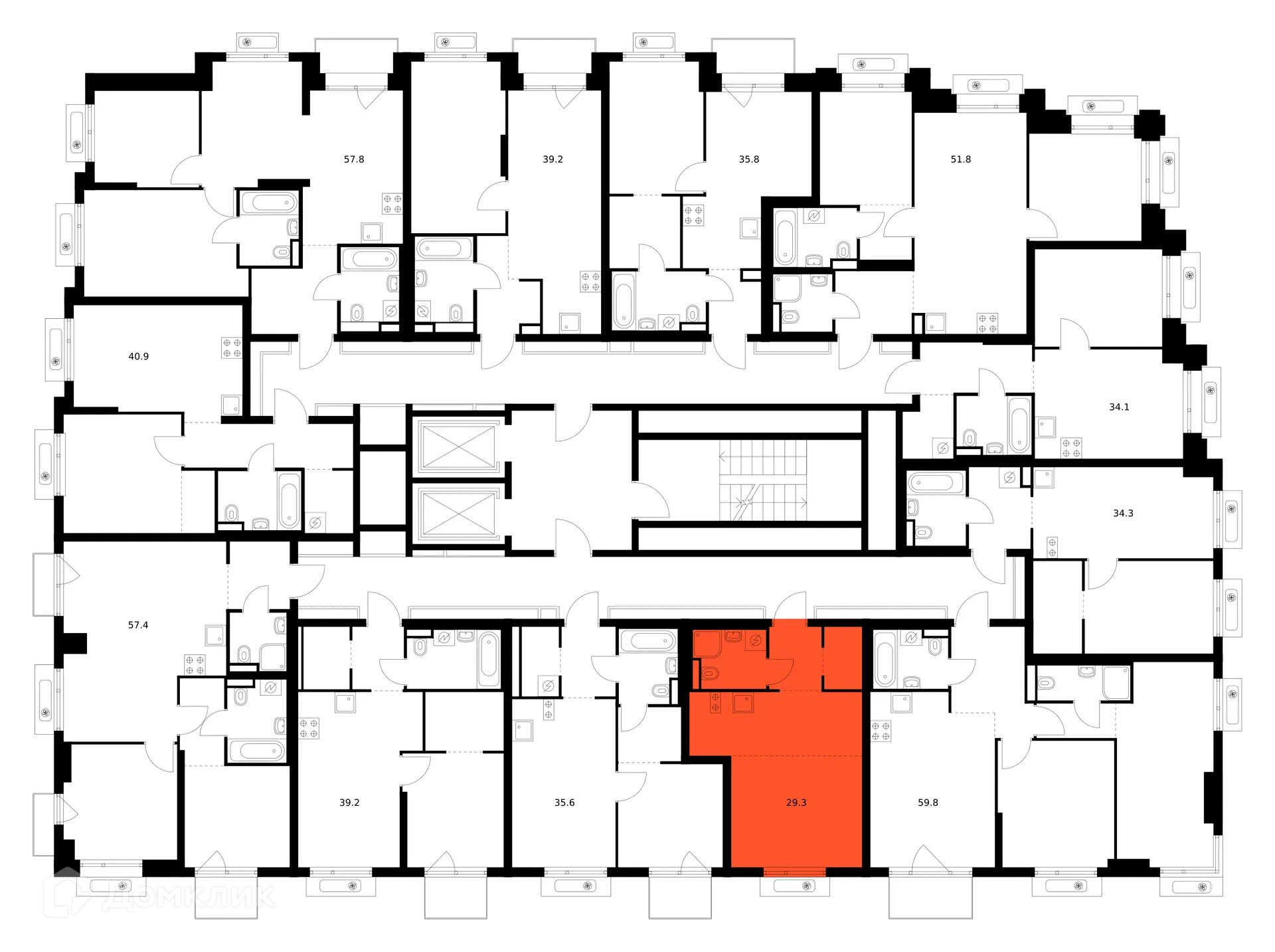 Планировка студии квартиры 29.3 м² в ЖК Середневский лес, г. Москва — фото 2